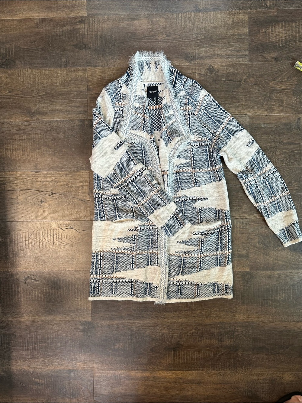 NIC+ZOE Long Open Front Textured Knit Cardigan Jacket Size L